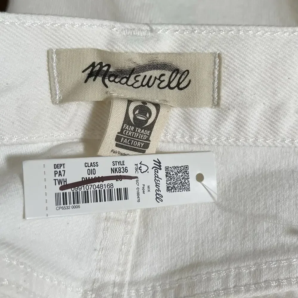 Madewell Womens Low Rise Super Wide Leg Jeans Size 28 Tile White Rigid Denim NWT